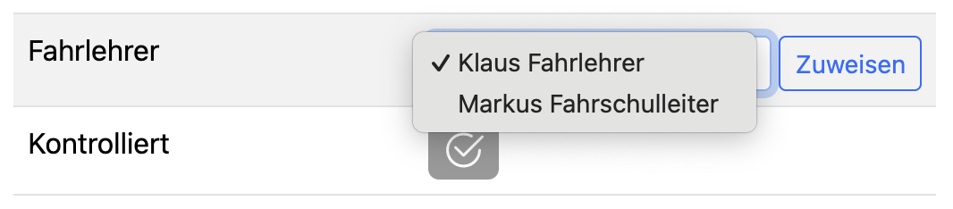 Fahrlehrer-einem-fahrschuler zuweisen Einen Fahrlehrer einem Fahrschüler zuweisen.